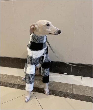 Теплий флісовий комбінезон для собак на зиму, повне покриття тіла, для маленьких, середніх та великих собак (L, чорний/білий)