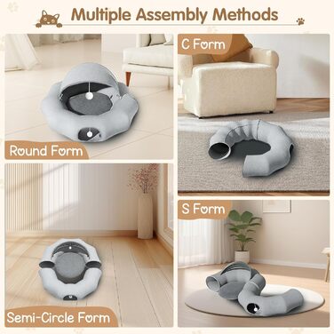 Туннель-лежанка для котів Teeloray Road, сірий, діаметр 90 см - іграшка-лежанка для котів, тунель-схованка