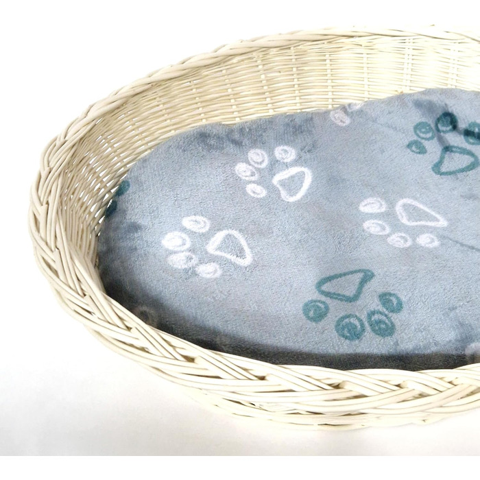 Корзина для собак Tigana з плетіння з лози, біла, 70 см (+ подушка)