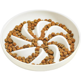 PETTOM Миска для котів протиковзаюча, піднята, керамічна, для повільного годування, біла. Підходить для котів та маленьких собак.