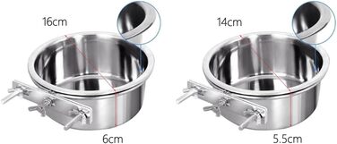 Набори годівниць для тварин Hniuyun: миски з нержавіючої сталі, 2 шт. (L&XL), для собак, котів, птахів, кроликів, морських свинок, клітка, вольєр