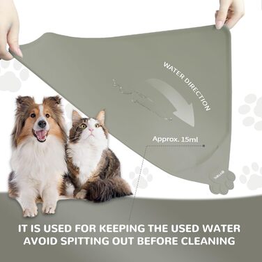 Водонепроникний килимок для годування домашніх тварин з високими бортиками, 55 x 38 см, силіконовий, неслизький, для собак та котів, запобігає розливанню води (бежевий, 48 x 30 см)