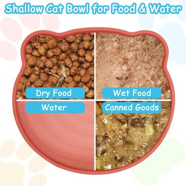 Набір мисок для котячого корму Apatal з присосками, 17,8 см, плоскі, Kitty Plate, комплект з 3 антиковзних мисок для тварин, зменшує подразнення вусів, втома, миска для цуценят для сухого та вологого корму