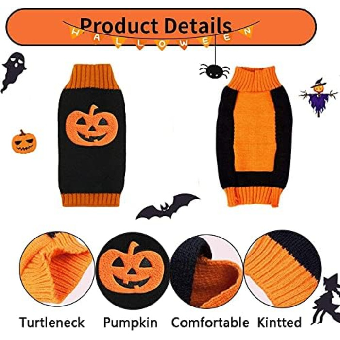 Пуловер для собак на Хелловін з гарбузом, костюм для домашніх тварин, модна футболка для собак та котів, подарунок для цуценят, розмір XXL