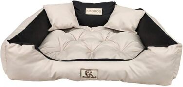 Ляжка для собак та котів KingDog з двома подушками: зручна, водонепроникна, XXL (130 x 105 см, бежева)