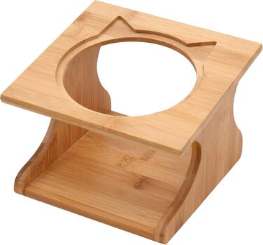 Ергономічна годівниця для котів Limmby з кераміки та бамбукового каркасу | Підвищена годівниця з об'ємом 250 мл