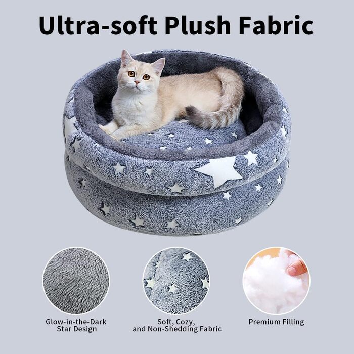 Кругле м'яке ліжко для котів та цуценят, 50 см. Зручне, миється, з штучного хутра. Підходить для квартирних котів та собак.