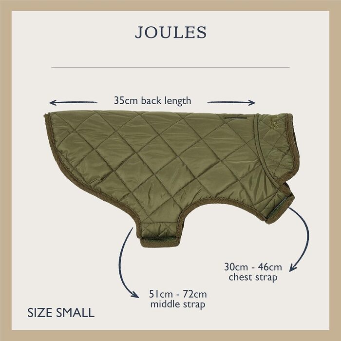 Зимова куртка для собак Rosewood x Joules, хакі, легка та тепла, стьобана, для малих порід, машинне прання