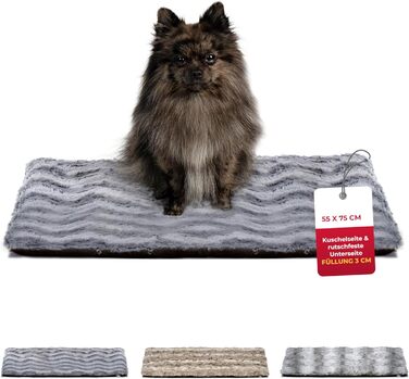 Ексклюзивне ортопедичне ліжко-матрац для собак HS-Hundebett з наповнювачем та антиковзкою основою, розмір S (55x75 см), м'яка та прана, антрацит, зроблено в Німеччині