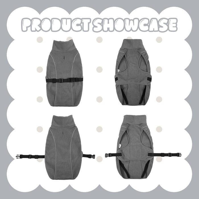 Теплий зимовий одяг для такси (M), Куртка для собак з високим коміром та світловідбиваючими смугами, Сірий (M)