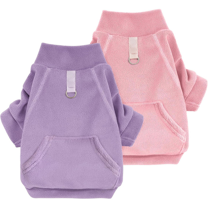 Теплий пуловер для собак Mosukoirl: бавовняний світшот з кишенею для маленьких, середніх собак та котів (Чихуахуа, Тедді) Рожевий & Ліловий