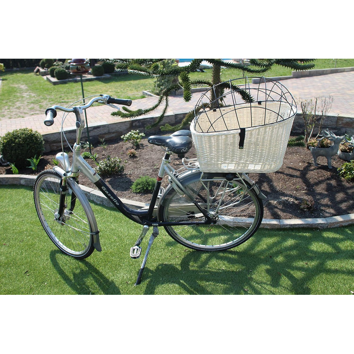 Корзина для собак на багажник Marcus Hundefahrradkorb XXL з плетіння з лози та металевим ґратом, з подушкою