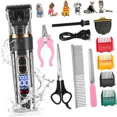 Машинка для стрижки тварин TOYANDONA: акумуляторна, тиха, з LED-підсвічуванням, комплект для грумінгу котів та собак