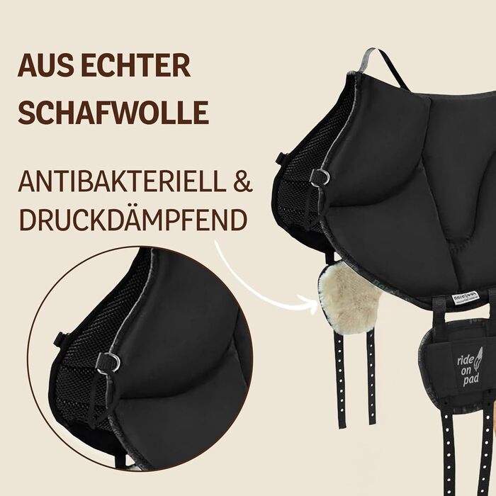 Barefoot Kinder Reitkissen – М'яке крісло для верхової їзди для дітей Barefoot – з V-подібним ременем, неслизька підкладка, мікрофібра – для поні та дітей до 140 см