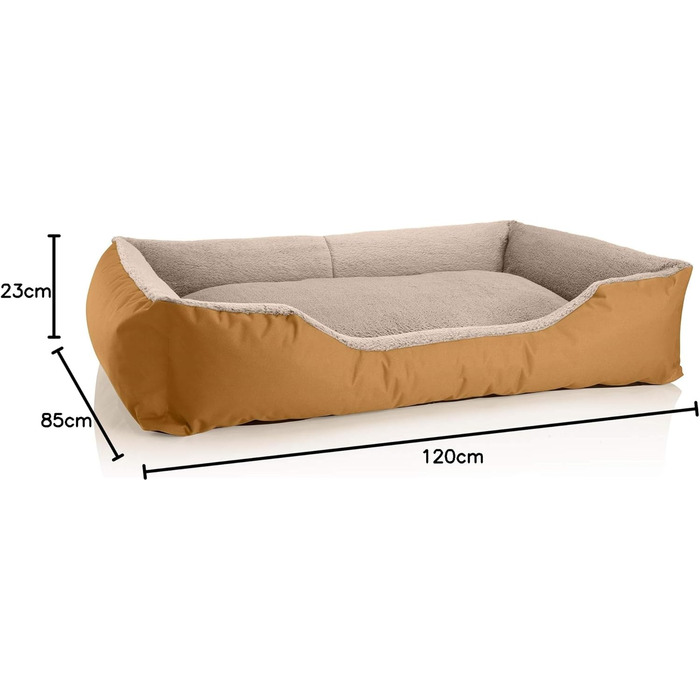Ліжко для собак BedDog Teddy, м'яке диван-ліжко з Cordura та мікрофібри, зручне ліжко з бортиками, подушка для собак, квадратна форма, для дому та вулиці, розмір XXL, колір золотисто-бежевий GOLDEN-SAND, 120 x 85 x 23 см