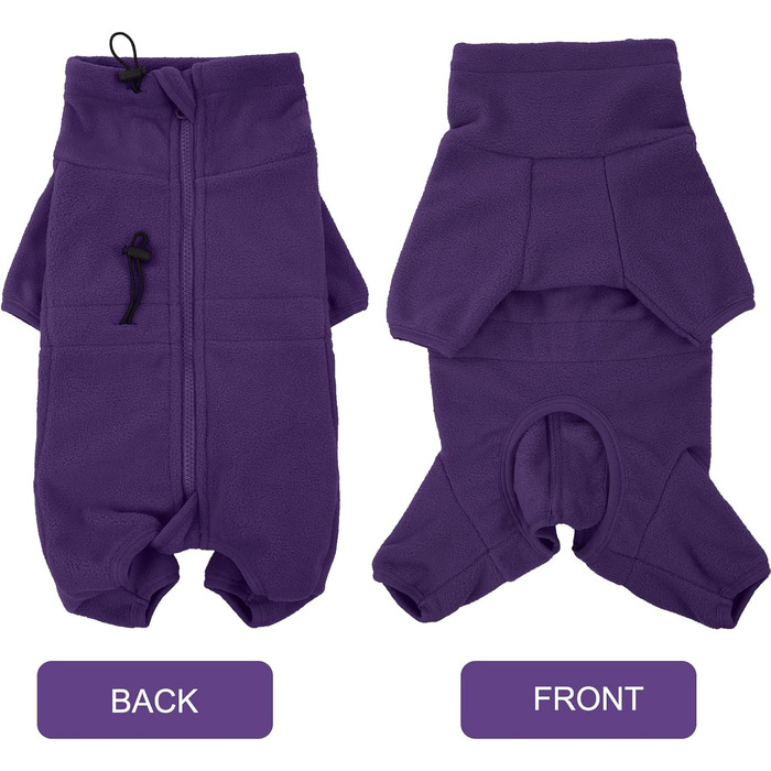 Зимовий теплий пуловер для собак, флісова куртка для маленьких, середніх та великих собак, вітронепроникний одяг для домашніх тварин з блискавкою, одяг для чихуахуа (XXS-3XL) 3XL фіолетовий