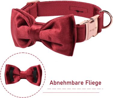 Нашийник для собак Aring з бантиком, регульований, м'який, темно-зелений (M), червоний (для свят)