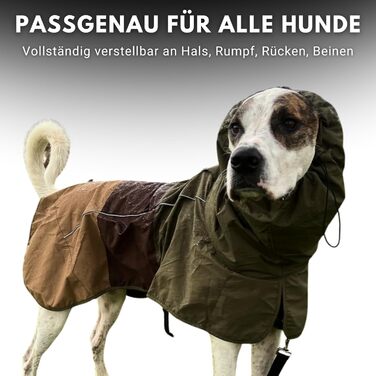 Дощовик для собак Spark Paws, водонепроникна та вітрозахисна куртка, повний захист, дихаюча, зі світловідбивачами, для малих, середніх, великих і дуже великих порід, зелено-коричнева, розмір L