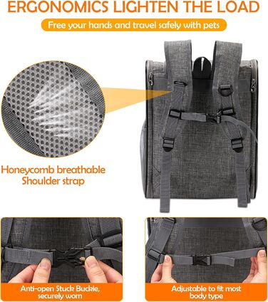 Рюкзак для тварин ALLSOPETS: зручний та дихаючий для котів та собак, знімний килимок, ідеально для подорожей, прогулянок та хатнього використання (сірий)