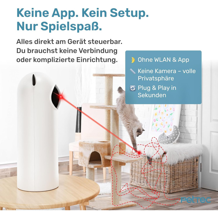 Автоматичний лазерний вказівник для котів PetTec® - інтерактивна іграшка для котів, 24/7 зайнятість