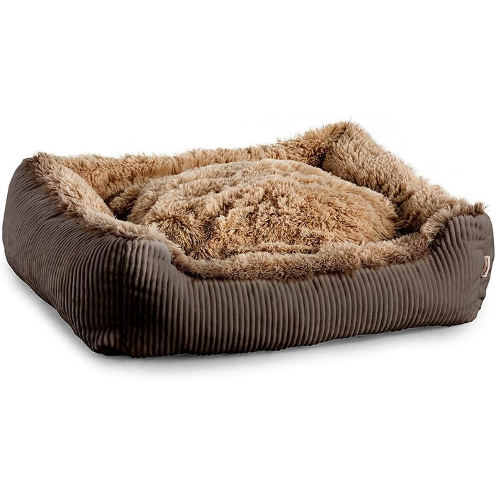 Gutekissen® Шерстяне ліжко для собак середніх порід - м'яке, зручне, миється, різні кольори та розміри (M - 80x70, Коричневий) M Коричневий