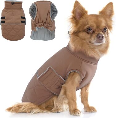 Зимовий теплий одяг для собак, куртка-жилет для собак, теплий зимовий одяг для Чихуахуа, Звергшпіца, Йоркширського тер'єра (Коричневий XS), XS Коричневий