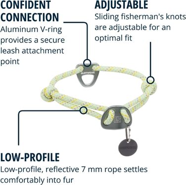 RUFFWEAR Knot-a-Collar – великий нашийник для собак з альпіністського шнура, регульований, міцний, для прогулянок, розмір L (51–66 см), моховий зелений