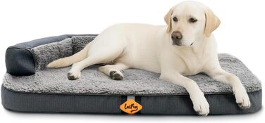 Ортопедичне ліжко для собак Laifug з memory foam, вологостійке, знімний чохол, неслизьке дно, сіре – для літніх та хворих собак