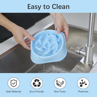 Миска для собак MateeyLife Slow Feeder - повільна годівниця, синій/темно-синій, середня