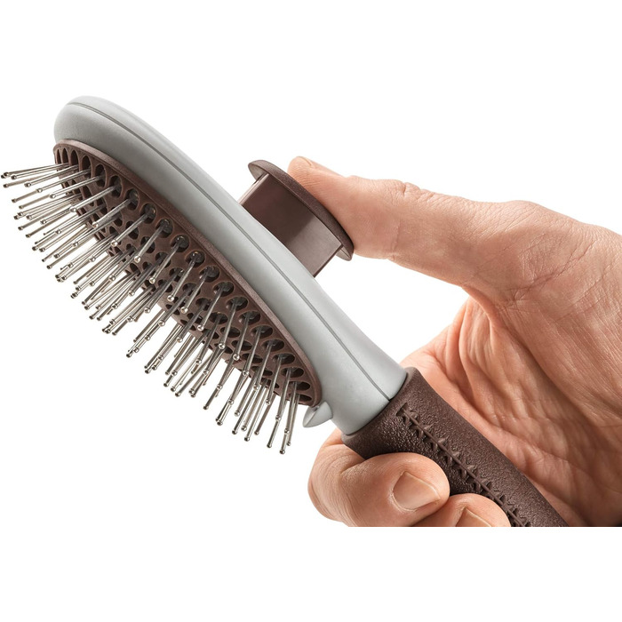 HUNTER SPA щітка для грумінгу собак, самоочисна, 22,5 x 8,0 см, L, сіра/коричнева