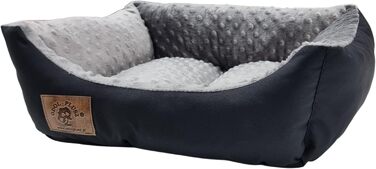 Ліжко для собак Odolplusz: корзина, лежанка, диван для маленьких собак | з наповнювачем з силіконових кульок | гіпоалергенне | 50x40 см (чорний + мінки сірий)