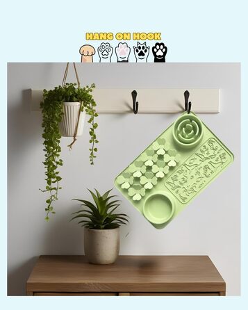 Силіконовий килимок проти протікання та миска для повільного годування собак та котів - килимок-нюхалка з присосками для собак та котів - повільне годування, тренування нюху, складаний портативний миска для корму (Зелений)