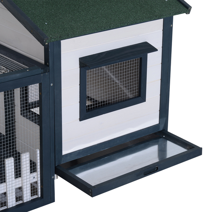 PawHut Клітка для кроликів та інших дрібних тварин 151x78x84,5 см з вольєром та рампою зеленого та білого кольорів для щасливих домашніх улюбленців