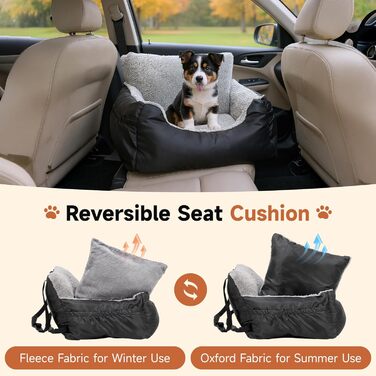 Зручний автокрісло для собак з кишенею, водонепроникне ліжко для подорожей з неслизьким дном, м'яке автоліжко для маленьких собак, 55 x 50 x 35 см, чорний