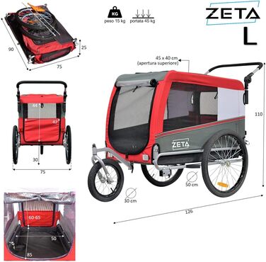 PAPILIOSHOP: Причеп для собак та котів, вагон для домашніх тварин, 3 розміри, Оранжевий L