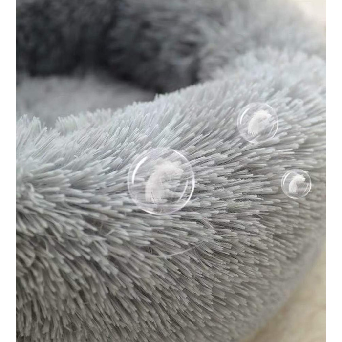 Преміум ортопедичне ліжко для собак великих та екстра-великих порід, донат-ліжко. М'яке плюшеве ліжко-софа для собак з водонепроникним дном, миється. XXL: 100 см в діаметрі, світло-сірий колір