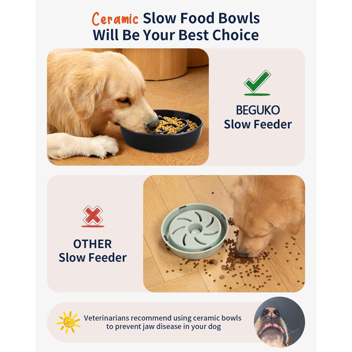 Керамічна миска для собак Slow Feeder, 2 чашки, рожево-чорна, для середніх порід, сприяє звичці повільного годування, 8 дюймів