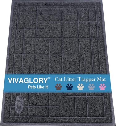 Килимок для котячого туалету VIVAGLORY, сірий, 90x60 см, миючий, для збору наповнювача