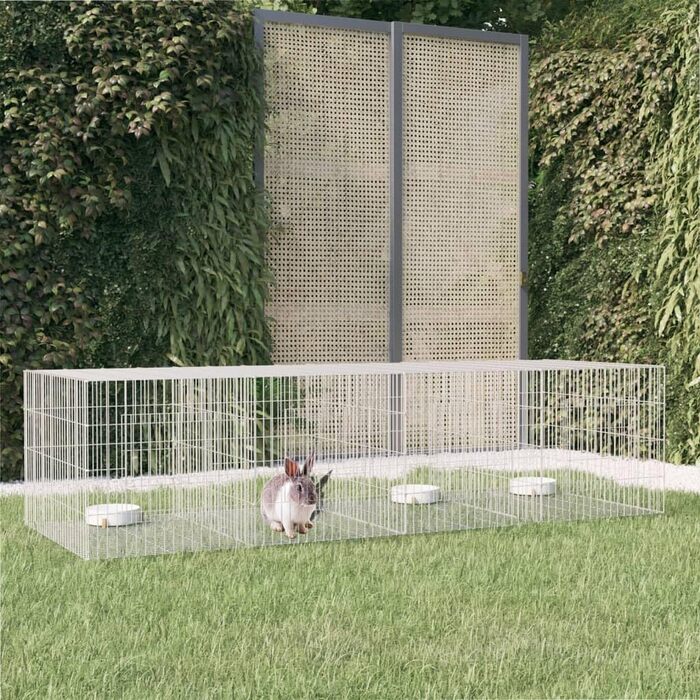 Клітка для кроликів vidaXL, 3 панелі, 217x79x54 см, оцинковане залізо, вольєр для домашніх тварин