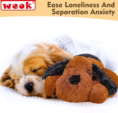 Іграшка-сердечко для собак WEOK - комфортне м'яке ліжко для зняття тривоги, заспокійлива допомога, допомога зі сном, для середніх собак (колір коричневий)