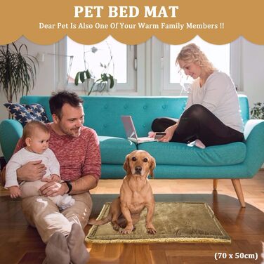 Килимок для собак у подорожі, м'яке складне ліжко для собак, килимок для переноски, плюшевий коврик для собак і котів, 70 x 50 см, коричневий