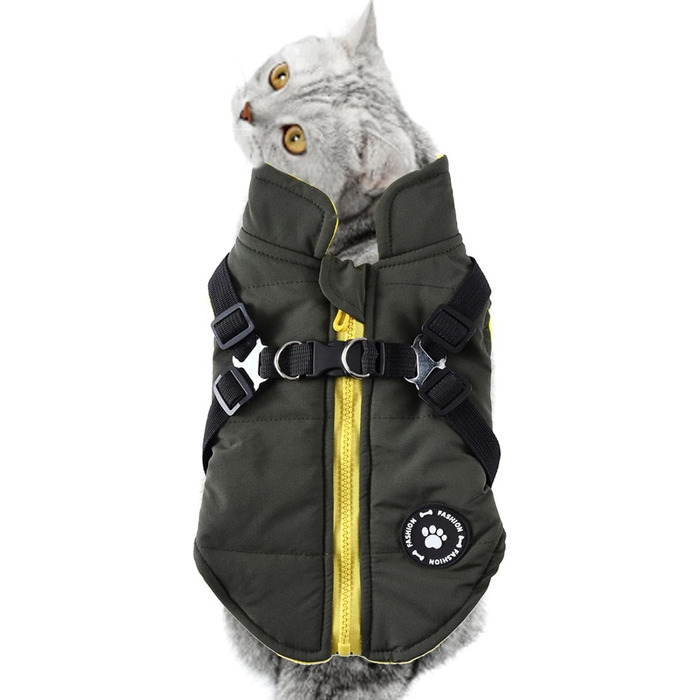Зимовий пуховик для собак, тепла флісова куртка, водовідштовхувальна, утеплена, для цуценят та собак різних розмірів (зелений, XS)