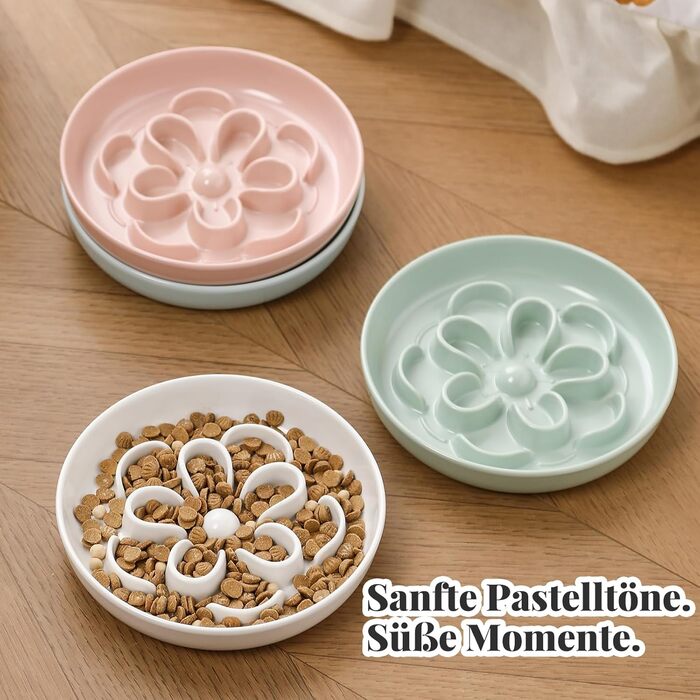 Набір мисок протиковтання для котів та маленьких собак 3 шт. - Миски з лабіринтною конструкцією, зелені, блакитні, рожеві