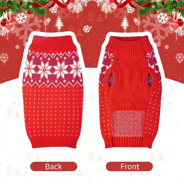 Пуловер для собак KATZINST, теплий флісовий пуловер для маленьких собак, святковий новорічний пуловер, для Французького бульдога, Дакселя, Чихуахуа, Йоркшира, зелений, червоний (M)