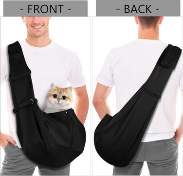 Слінг-переноска для собак та котів, чорний. Регульований плечовий ремінь для прогулянок та активного відпочинку