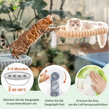 Ліжко для котів GUUSII HOME на вікно, розкладне, м'який плюш, 54*30 см (білий, M), 4 присоски, миється