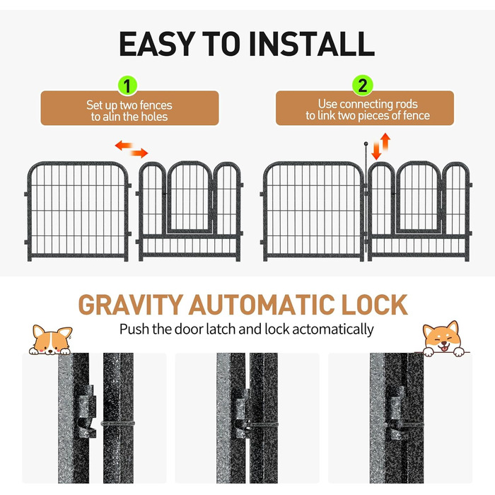 Металевий вольєр для собак Petorldog з 16 панелей, 101,6 см, для великих, середніх та маленьких собак, для дому та вулиці, ідеально для кемпінгу, двору та автодому