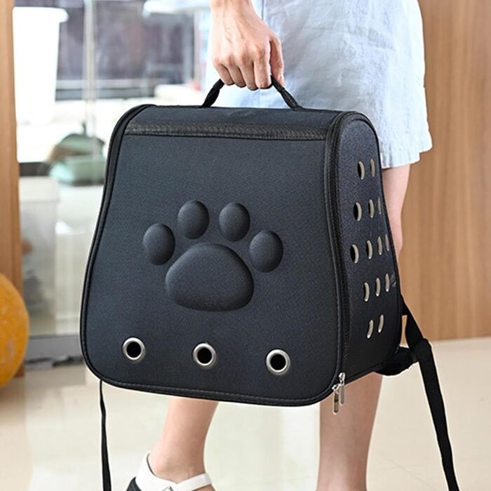 Транспортувальна сумка для домашніх тварин: дихаюча переноска для котів та собак | Легка, містка, міцна переноска-рюкзак для котів та маленьких собак (чорна)