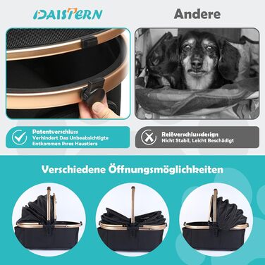 Візок для собак DAISTERN, чорний, до 25 кг, 4-в-1, алюмінієвий, з поворотним колесом EVA та гальмом