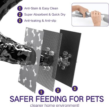 Килимок для годування собак і котів, 60x40 см, вбираючий, нековзний, великий, легко миється, швидко сохне (Світло-сірий)